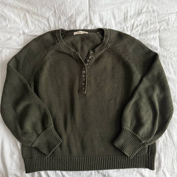 Sezane Olive Green Crew Neck Sweater - Picture 3 of 8